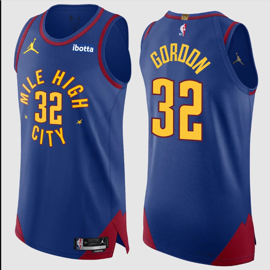 Men NBA denver nuggets #32 Gordon blue 2024 jersey->denver nuggets->NBA Jersey